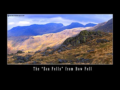 Sca Fell and Scafell Pike from Bow Fell (Top of "The Band")